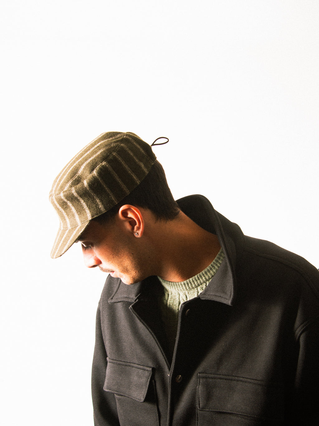 Forest Pinstripe Cadet Cap — Khaki / Cream