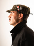 Forest Pinstripe Cadet Cap — Khaki / Cream