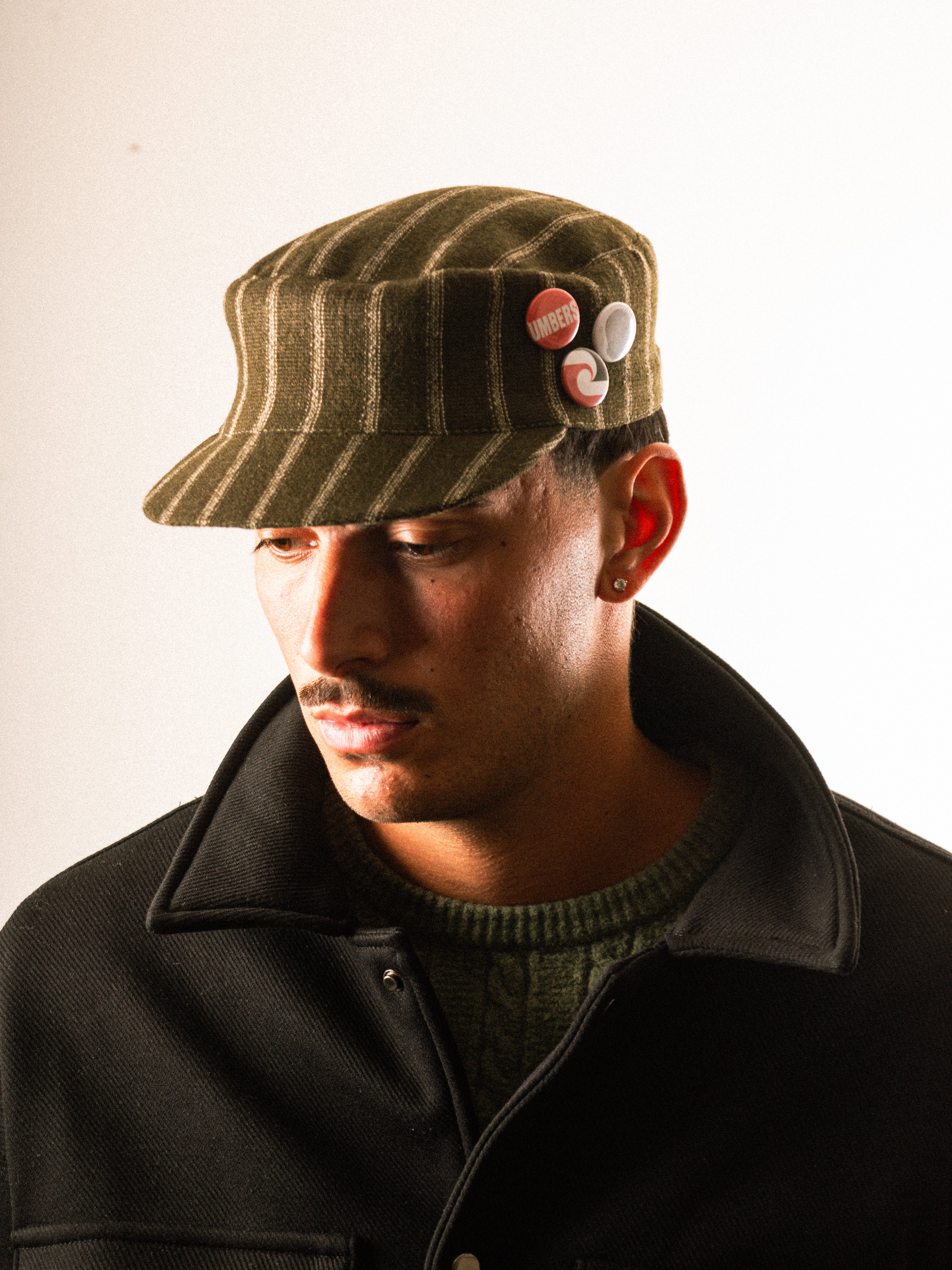 Forest Pinstripe Cadet Cap — Khaki / Cream
