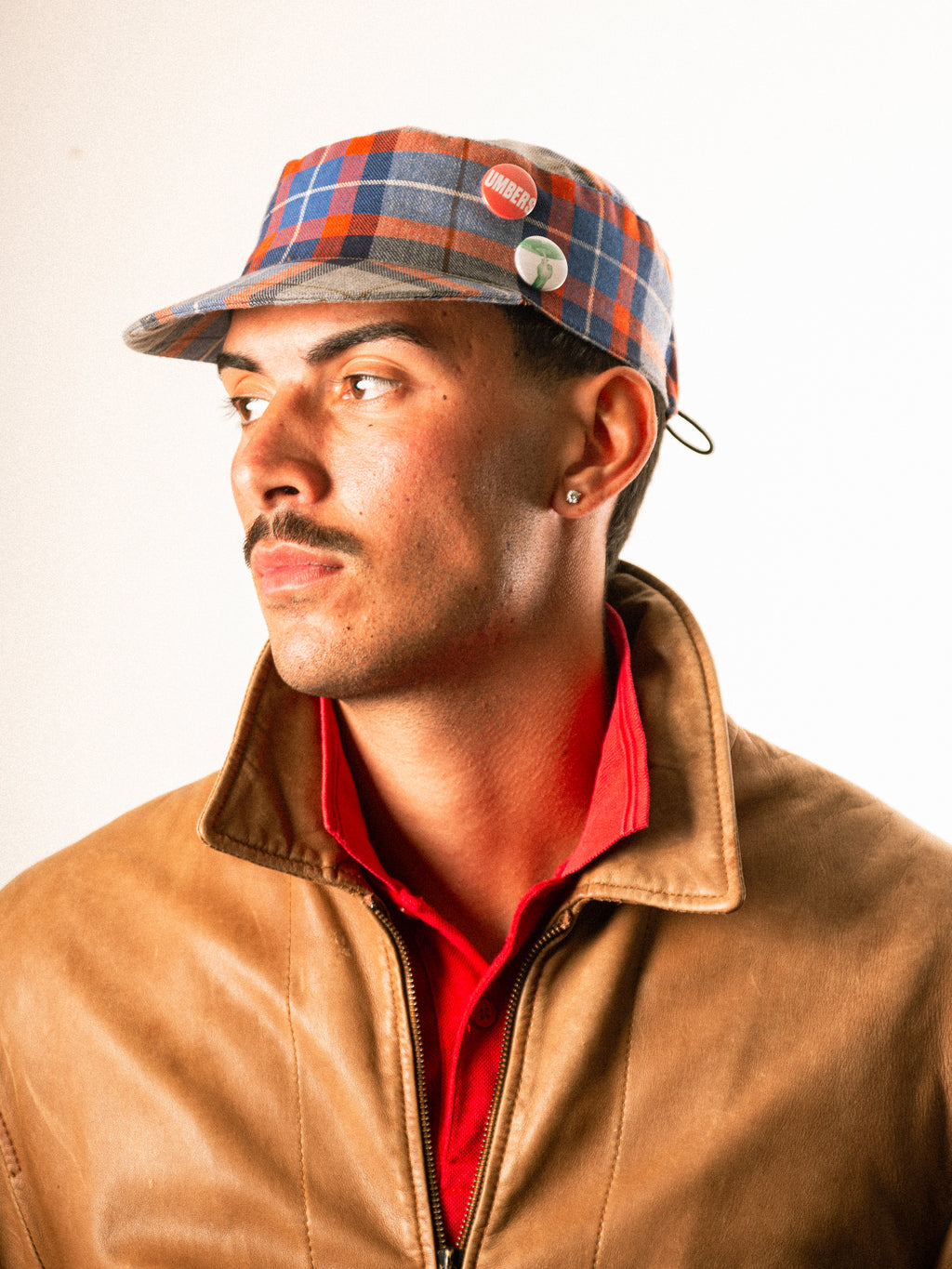 Brushed Tartan Cadet Cap — Orange / Blue